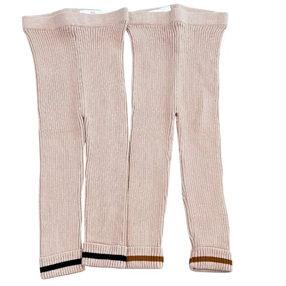 Tun Tun Ribbed Knit 18-24 Months Beige Cotton Blend Fabric Cuffed Hem Contrast S - Picture 1 of 7